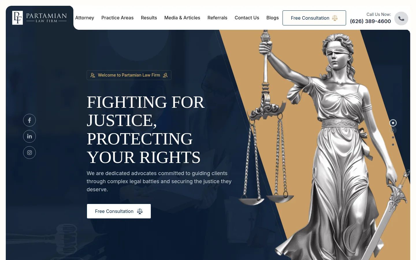 Partamian Law Firm website homepage, designed and built by LinkTech Solutions